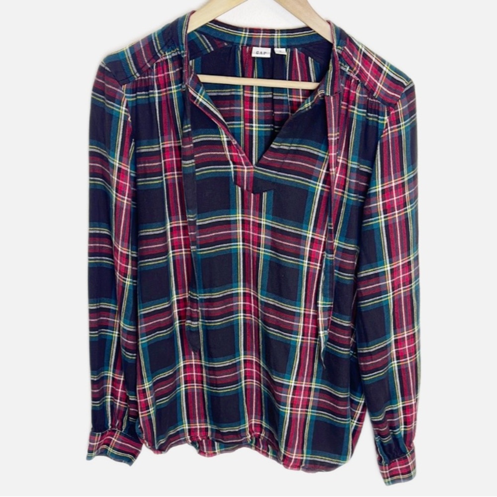 Gap Plaid Flannel Peasant style blouse M